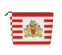 Pochette per il trucco monostrato effetto lino con bandiera del Senato di Brema, con cerniera, per soddisfare le tue esigenze quotidiane o di viaggio
