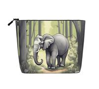 Pochette per il trucco monostrato effetto lino con cerniera Walking Elephant per le tue esigenze quotidiane o di viaggio