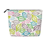 Pochette per il trucco monostrato effetto lino con linee di fogliame colorate con cerniera, per soddisfare le tue esigenze quotidiane o di viaggio