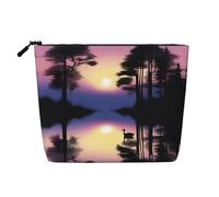 Pochette per il trucco Peaceful Dawn monostrato effetto lino con cerniera per soddisfare le tue esigenze quotidiane o di viaggio