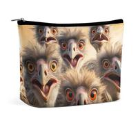 Pochette per il trucco, trousse da viaggio per cosmetici, astuccio organizer per il trucco con stampa di uno stormo di struzzi, pochette con ampia apertura, accessori da viaggio essenziali, articoli d