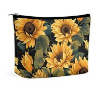 Pochette per il trucco, trousse da viaggio per cosmetici, organizer per il trucco con stampa girasole "Grazie per aver illuminato la mia vita", pochette con ampia apertura, accessori da viaggio essenz
