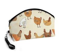 Pochette per trucchi curva con stampa a motivo di galline per donne e ragazze, accessori per la cura della pelle e la bellezza.