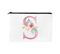 Pochette per trucco personalizzabile con lettera da donna da viaggio, astuccio per trucco iniziale regali per mamma fidanzate damigelle d'onore piccola borsa cosmetica, S