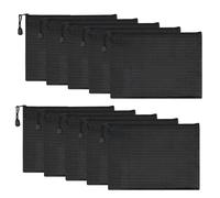 Pochette Piatta, 10 Pezzi Busta Porta Soldi A5 Pochette Portadocumenti Con Cerniera Borsa Per Banconote Nero Impermeabile per Scuola Ufficio