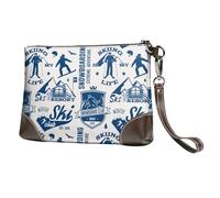 Pochette piccola da donna - Appassionata di sci in pelle portafogli da donna con cinturino da polso