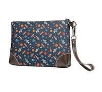 Pochette piccola da donna - astronavi e stelle nello spazio esterno portafogli in pelle da donna con cinturino da polso