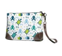 Pochette piccola da donna - Portafogli da polso in pelle con creature marine dei cartoni animati con cinturino da polso