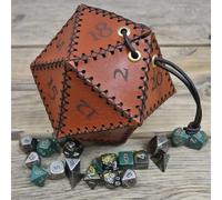 Pochette porta dadi poliedrica alla moda design vintage marrone perfetta per rip