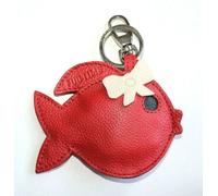 Pochette Portachiavi Portamonete Vera Pelle Fatto a Mano Pesciolino