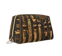 Pochette portatile da viaggio con cerniera in pelle con stampa di geroglifici dell'antico Egitto
