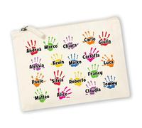 Pochette Regalo per Maestra Personalizzabile con Nomi Bambini - Scuola Elementare Asilo - Mani Colorate