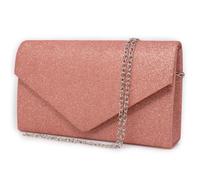 Pochette rosa donna elegante da cerimonia borsa piccola gioiello clutch glitter