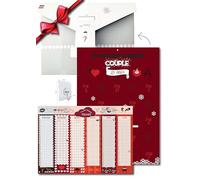 Pochette sorpresa per coppia, 25 sfide romantiche e sexy, calendario A3 dopo San Valentino, calendario perpetuo + gancio adesivo incluso, carta di cartone rossa, regalo innamorato