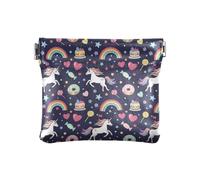 Pochette sottile da donna, con palloni da calcio, piccola borsa per il cambio, in pelle PU, colore: verde, Unicorni Ciambelle Arcobaleni, one size, Unicorni Ciambelle Arcobaleni