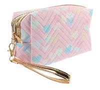Pochette Trucchi da Viaggio a Cuore in PU Rosa per Donne | Organizer Compatto, Forma Simpatica e Chic, Mantiene la Sagoma, Comodo da Portare in Viaggio e Lavoro