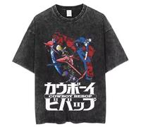 pochikiki- Anime Cowboy Spike Bebop T-Shirt Spike Spiegel Graphics T Shirt Uomo Cotone Manica Corta Unisex Vintage Washed T-Shirts