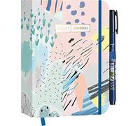 Pocket Bullet Journal "Abstract Art" mit Original Tombow Brush Pen Fudenosuke in schwarz: Mit Punkteraster, Seiten für Index, Key und Future Log sowie ... Stiftehalter und praktischem Verschlussband