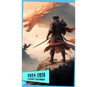 Pocket Calendar 2024 - 2026 With Moon Phase: Three-Year Monthly Planner for Purse , 36 Months from January 2024 to December 2026 | Sekiro warrior | Blazing white eyes | Trail of dragons