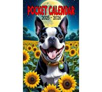 Pocket Calendar 2025-2026: Boston Terrier Cover, 24 Months Monthly Planner, Small Size 4*6.5 inches