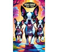 Pocket Calendar 2025-2026: Boston Terrier Puppies Cover, 24 Months Monthly Planner, Small Size 4*6.5 inches