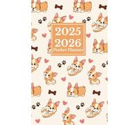 Pocket Calendar 2025-2026 for Purse: Small 2 Year Monthly Planner | 24 Months from January 2025 to December 2026 | Cute Corgi Puppy Cover
