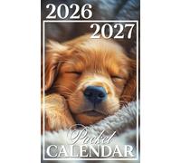 Pocket Calendar 2026-2027: 2-Year Planner for Purse, 24 Monthly from January 2026 to December 2027 with Motivational Quotes | Adorable Golden Retriever Puppy Sleeping Cover