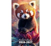 Pocket Calendar 2026-2027: 2 Year Pocket Planner, from January 2026 to December 2027 | Red Panda and Flowers Cover