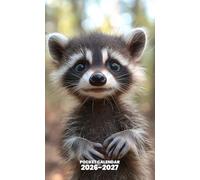 Pocket Calendar 2026-2027 for Purse: 2 Year Pocket Planner, from January 2026 to December 2027 | Baby Raccoon Design, Cute animal