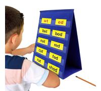 Pocket Chart Stand - Desktop Tabletop Pocket Chart | Self-Standing Portable Classroom Charts For Students And Teachers, Eco-Friendly Non-Woven Fabric, High-Density Cardboard, Blue Yellow Red