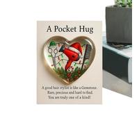 Pocket Christmas Hug - Heart Token, Mini Keepsake | Clear Inspirational Hairdresser Gift, Small Barber Appreciation Hug, Sentimental Message Cardwith Holiday Celebration Scenario