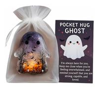 Pocket Comfort Ghosts, A Hug in Your Pocket, Pockets Hug Ghost with Encouragement Card Cute Mini Charm, Grant Courage to Bless The Pocket Ghost,Small Decorative Keepsake (1pcs,Pumpkin)