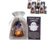 Pocket Comfort Ghosts: un abbraccio in tasca, simpatico fantasma di Halloween tascabile, gettoni per abbracciare fantasma tascabile, con carta di incoraggiamento, simbolismo curativo e custode della