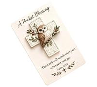 Pocket Cross Blessing Keepsake, Handmade Christian Faith Gift, Scripture Verse Card Token Set, Inspirational Spiritual Comfort Charm, Portable Prayer Reminder Piece, for Adults Kids Travel Camping Use