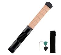 Pocket Guitar - 6-Fret Portable Training System with 2 Picks for Adults Learning, Beginners Practice with Chord Trainer Function for Men Women Musicians Lovers, ABS Wood Color, Carry Pouch