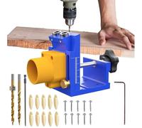 Pocket Hole Jig Kit, Adjustable Woodworking Drill Guide with Dust Collection System, Precision Carpentry Joint Locator for Deck Cabinet Desk Repairs and Furniture Assembly Hobby or Projects