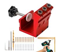 Pocket Hole Jig | Stencil di collegamento in legno per fori obliqui - Guida angolare di 15° regolabile con trapano a gradini per spazi stretti, connettori in legno, costruzione di mobili, progetti fai