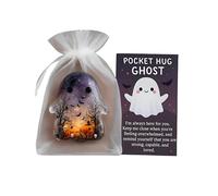 Pocket Hug Ghost 2025 Collection, simpatico mini regalo di supporto emotivo, biglietto di incoraggiamento incluso, ciondolo per Halloween per il comfort quotidiano per gli amici, ricordo ispiratore