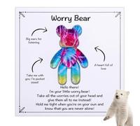 Pocket Hug Gifts, Little Worry Bear Stress Relieve Regali per donne uomini, Positive Good Luck Bear Pocket Hugs con motivazione motivazionale per amici, famiglie, amanti bestie, coppie (arcobaleno)
