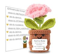 Pocket Hug - Girasole positivo, in lana di girasole e biglietti portafortuna, regalo per un buon miglioramento, regalo per l'inizio della scuola (fiori rosa)