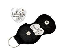 Pocket Hug Tokens - Portachiavi a forma di cuore in pelle su entrambi i lati, con citazioni sulle relazioni a lunga distanza, con incisioni su entrambi i lati, con portachiavi in pelle, Nero , Refer