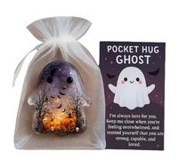 Pocket Hugs Ghost - Simpatici fantasmi tascabili con carta di incoraggiamento, fantasma abbraccio tascabile: un abbraccio in tasca, regalo di ispirazione per gli amici, token di supporto di Halloween
