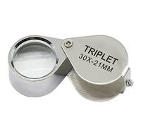 Pocket Jeweler Eye Loupe, Glass Jeweler Loupe Loop Eye Magnifier Lente d'ingrandimento Corpo in metallo per gioielli, monete, francobolli, oggetti d'antiquariato (30X21mm, argento)