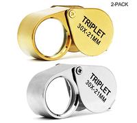 Pocket Jeweler Loupe Magnifier, lente in vetro 30X Lente d'ingrandimento per gioielli, monete, francobolli, oggetti d'antiquariato e altro (Golden e Silver)