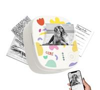 Pocket Label Printer - Ink Free Thermal Labeler, Mobile Sticker Print Machine, Smartphone App Driven Craft Label Creation Unit, Portable DIY Journal Image Text Printing Device Mini for Home School