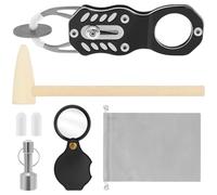 Pocket Pinger - Tester per monete con martello e lente d'ingrandimento, strumento portatile per la risonanza sonora e la verifica delle dimensioni dell'oro e dell'argento, per collezionisti