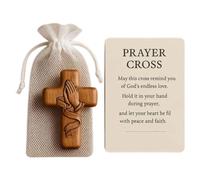 Pocket Prayer Cross - Crocifisso In Legno Fatto A Mano | Simbolo Della Fede Portatile, Croce Di Comfort Liscia, Spirituale Con Finitura Lucida Per Cattolici Cristiani Collezionisti Membri Della
