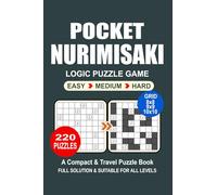 Pocket Puzzle Book: 220 Puzzles, Nurimisaki, Great Logic Puzzle Game, A Compact and Travel Puzzle Book, 3 Levels: Easy Medium and Hard, Pocket size 4x6 Inches