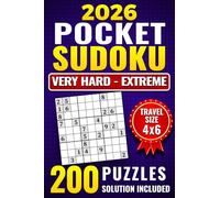 Pocket Sudoku for Adults - 200 Very Hard & Extreme Difficulty Puzzles: Travel Size | Compact 4×6 Inches | High-Contrast Edition | 2 Puzzles per Page | Solutions Included