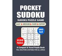 Pocket Sudoku Puzzle book: 220 Puzzles, Compact & Travel Puzzle Book, 4 Levels Easy to Expert, Size 4 x 6 Inches